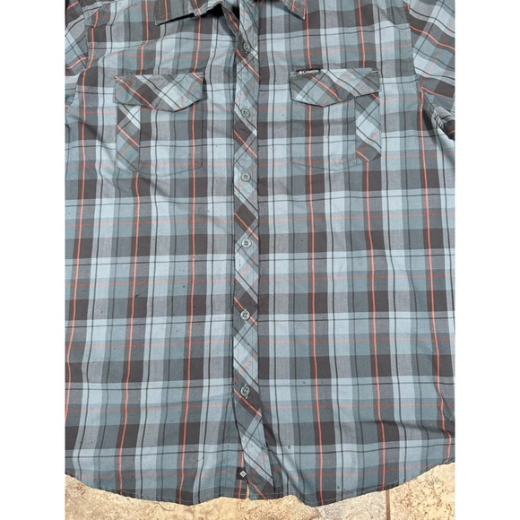 Columbia Men's Size XL Shirt Omni Wick Advanced Evaporation Plaid Blue Vent Flaw - Picture 5 of 13